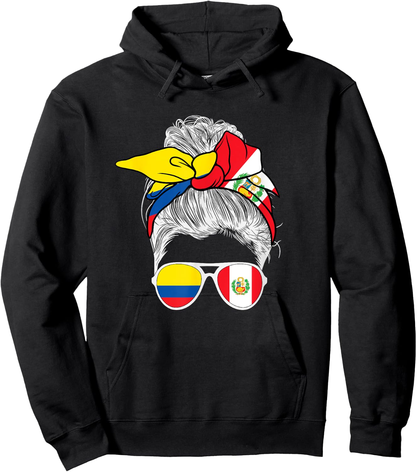 Peru Colombia Flag Hispanic Herritage Peruvian Colombia Girl Hoodie - Hoodie | Black