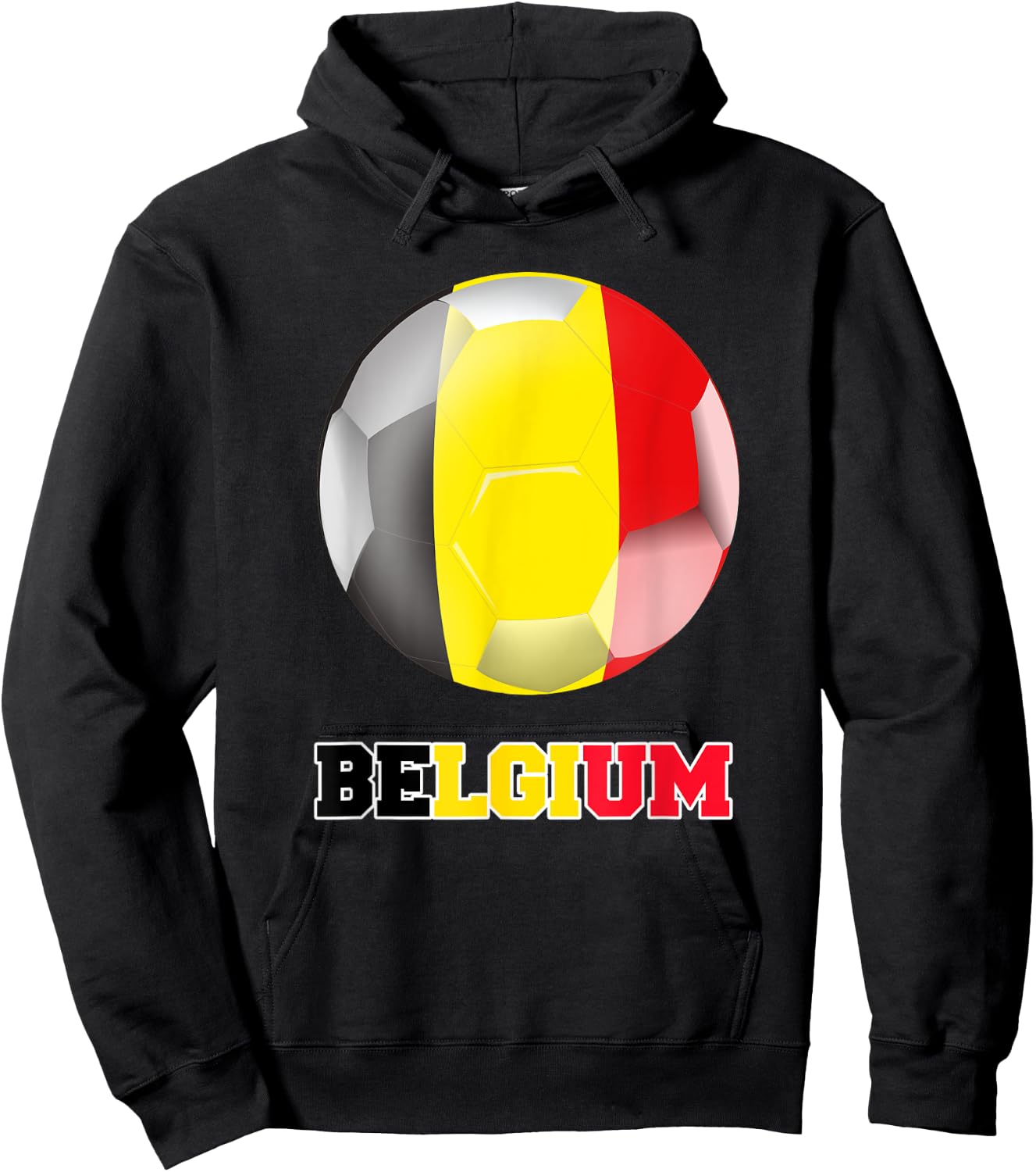 Belgium Soccer Shirt Soccer Ball Belgian Flag Soccer Hoodie - Hoodie | Black