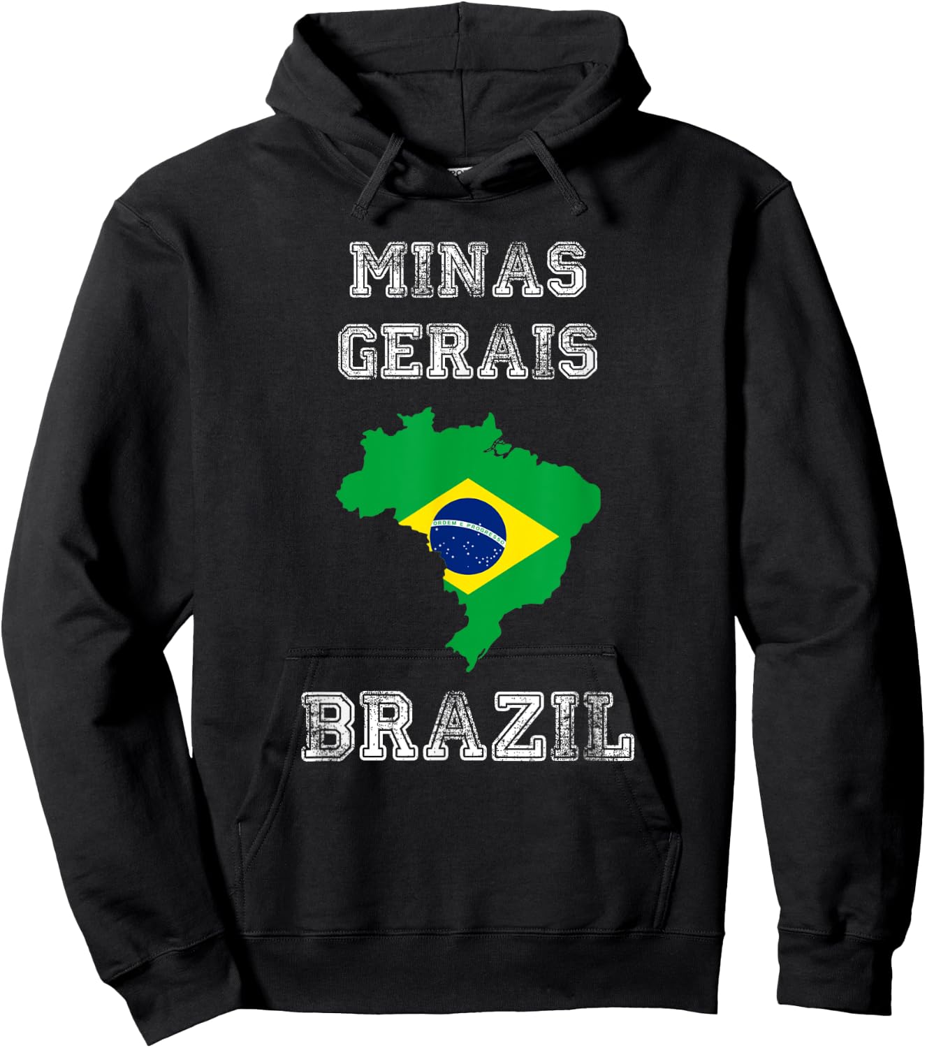 Brazil Distressed Flag Minas Gerais Pride Hoodie - Hoodie | Black
