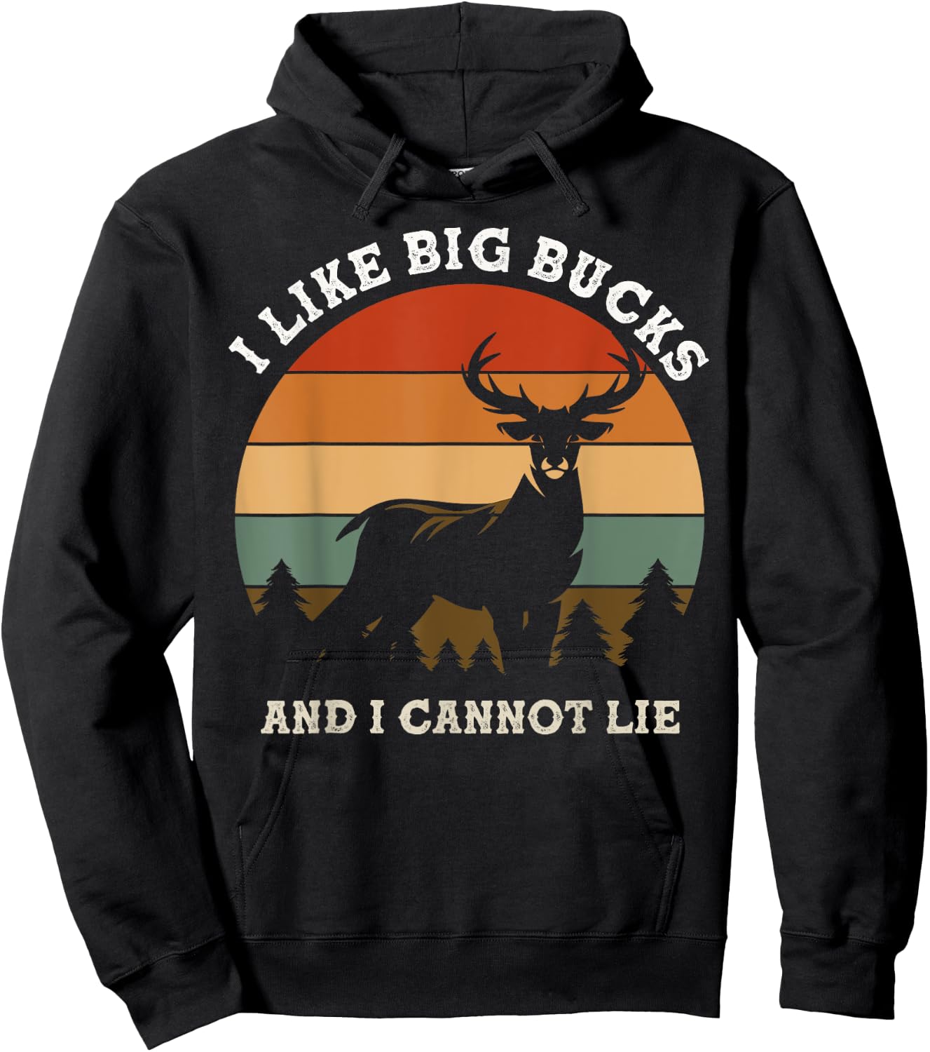 I like big bucks and i cannot lie retro with mountain pine Hoodie - Hoodie | Black