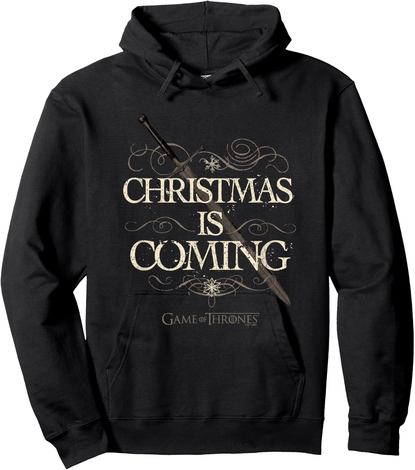 Game Of Thrones Christmas Is Coming Vintage Sword Logo Hoodie - Hoodie | Black