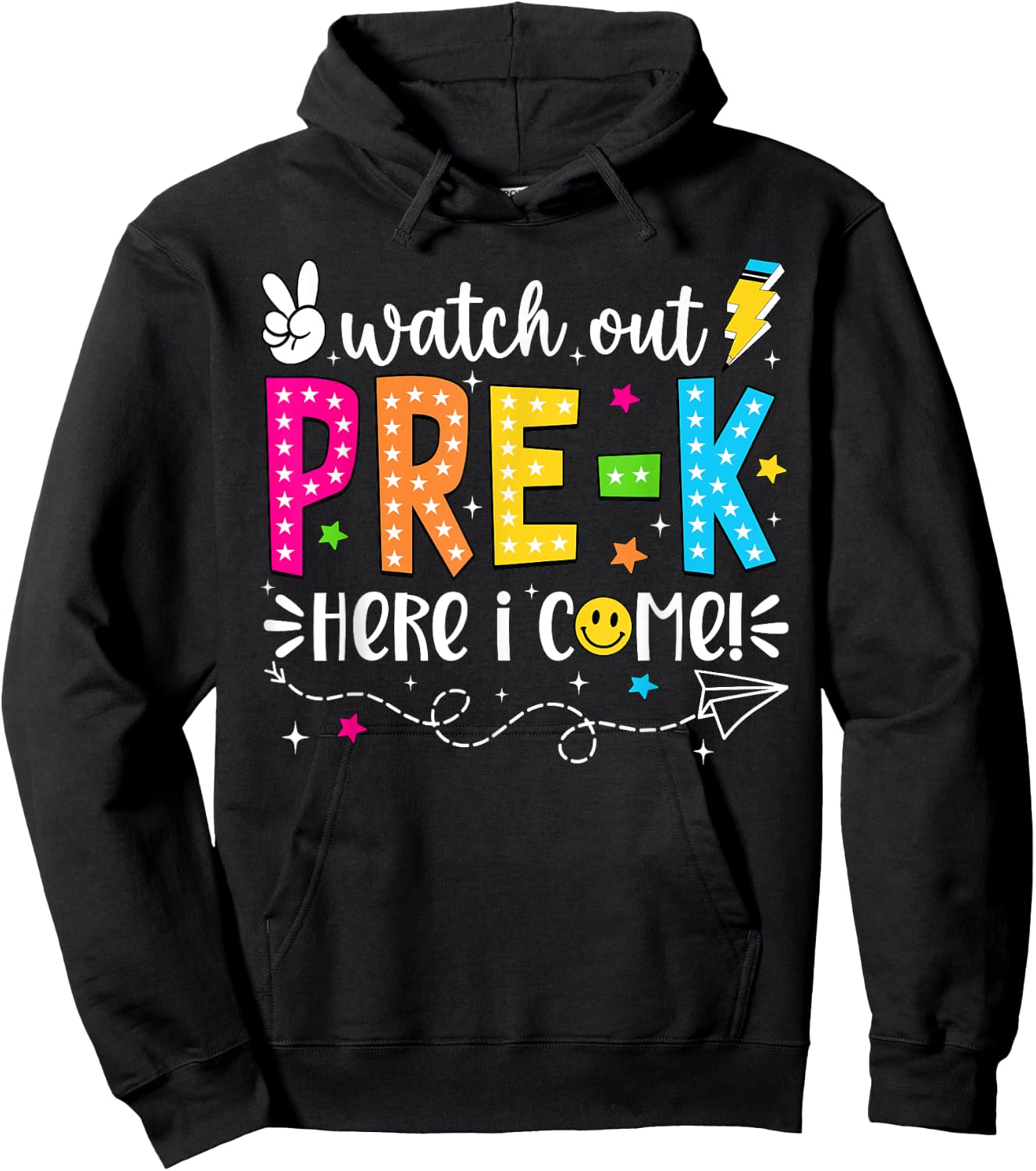 Watch Out Pre-K Here I Come Back To School Boys Girls Kids Hoodie - Hoodie | Black