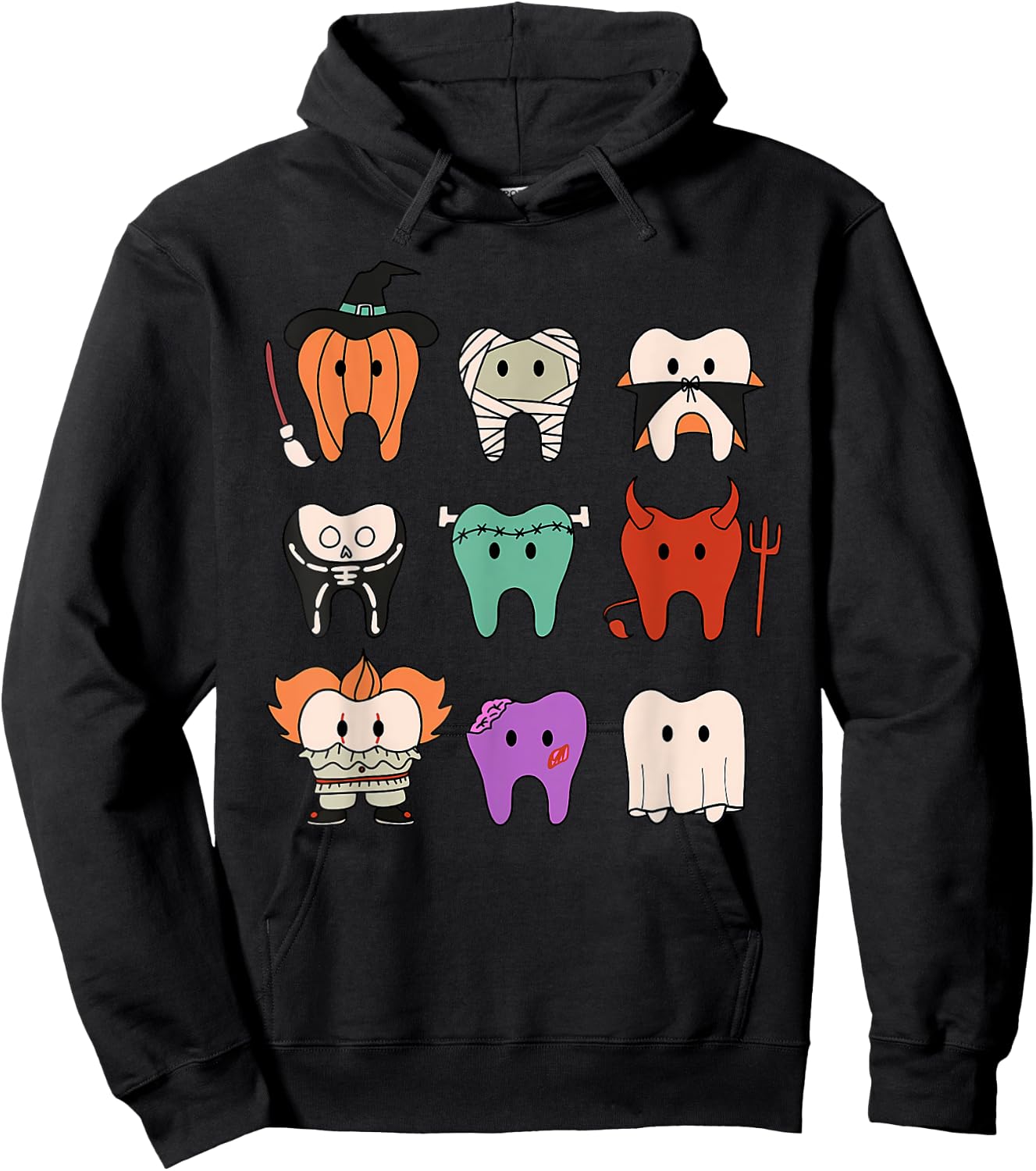 Funny Cute Dental Hygiene Monsters Teeth Squad Halloween Hoodie - Hoodie | Black