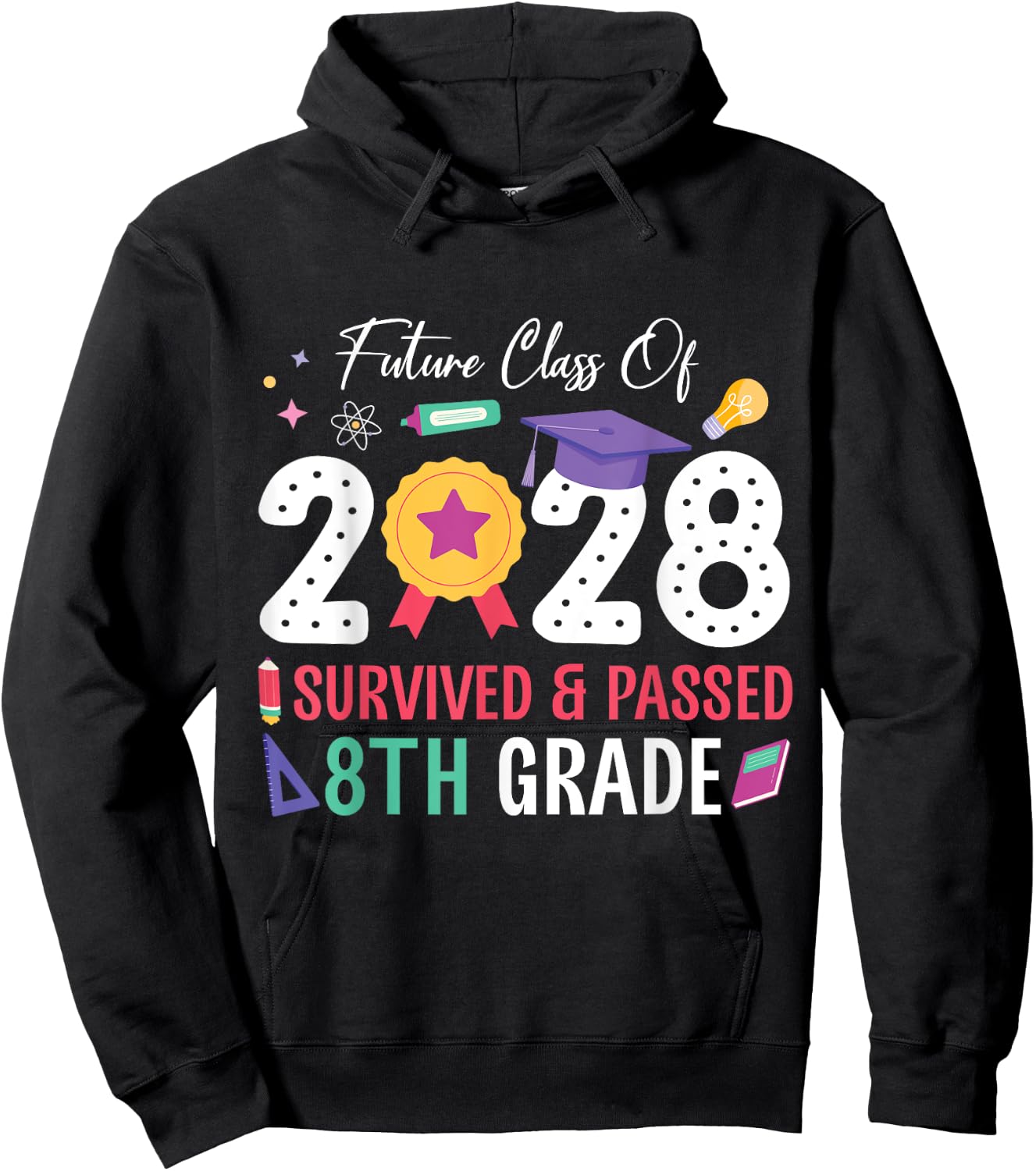 Future Class Of 2028 Student I Survived And Passed 8th Grade Hoodie - Hoodie | Black
