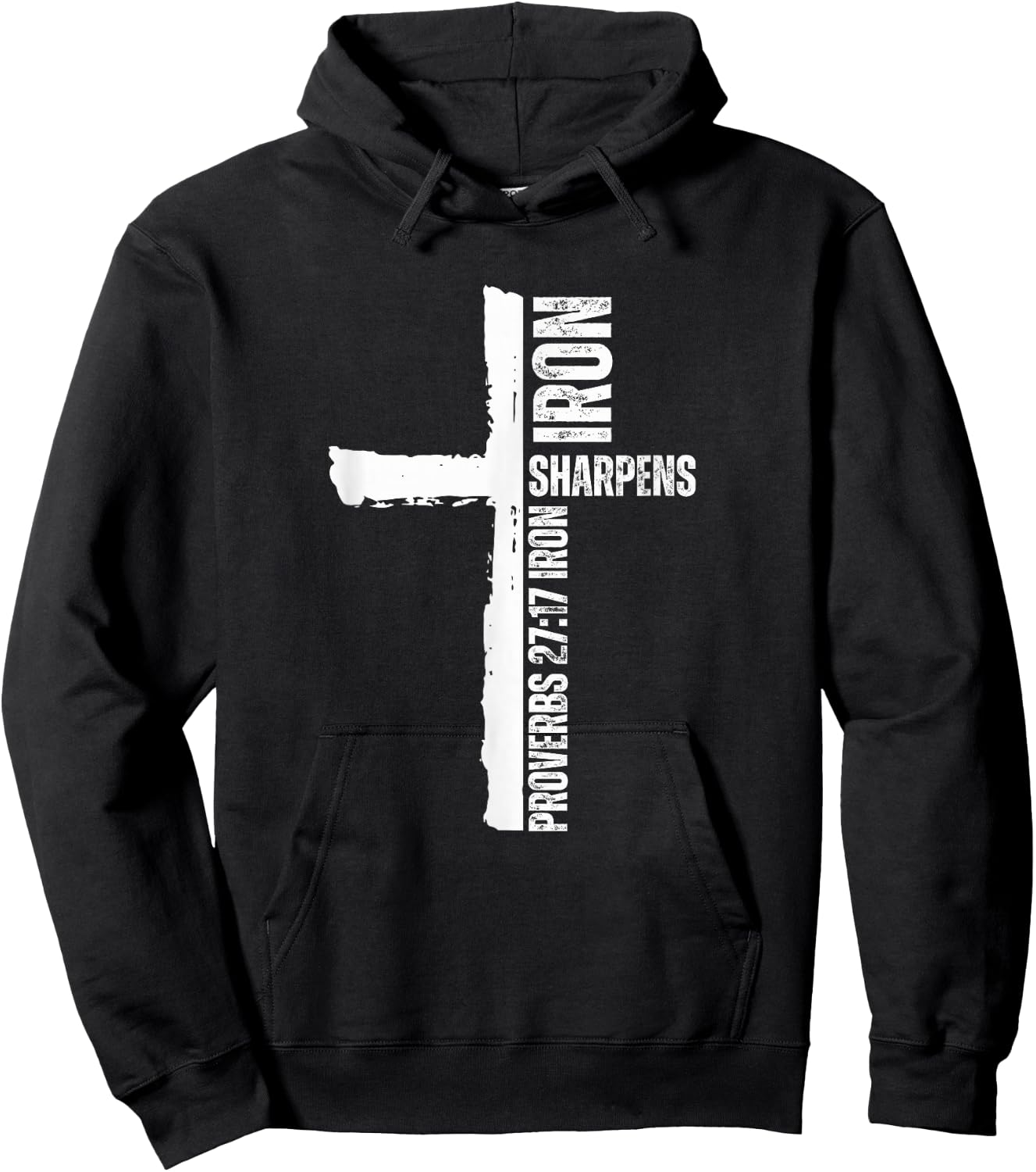 Iron Sharpens Iron Christian workout gym cross passage Hoodie - Hoodie | Black