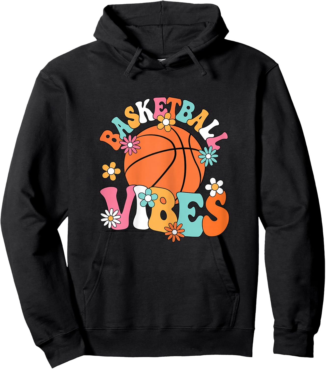 Basketball Vibes Basketball Player Groovy Women Girls Kids Hoodie - Hoodie | Black