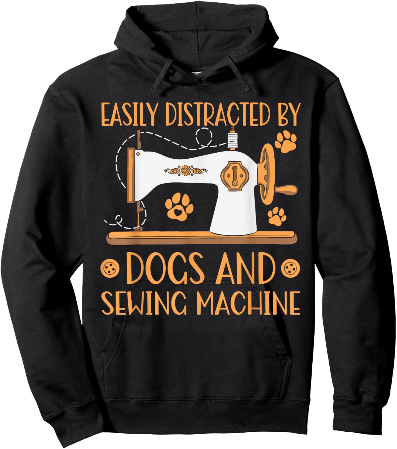 Easily Distracted By Dogs And Sewing Machines Sewer Quilting Hoodie - Hoodie | Black