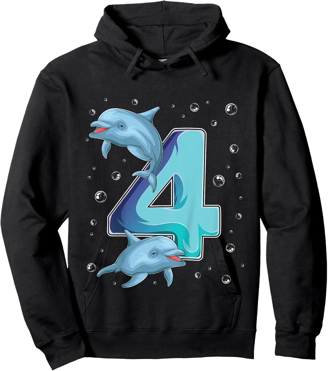 4 Year Old Dolphin 4th Birthday Girl Party Dolphin Lover Hoodie - Hoodie | Black