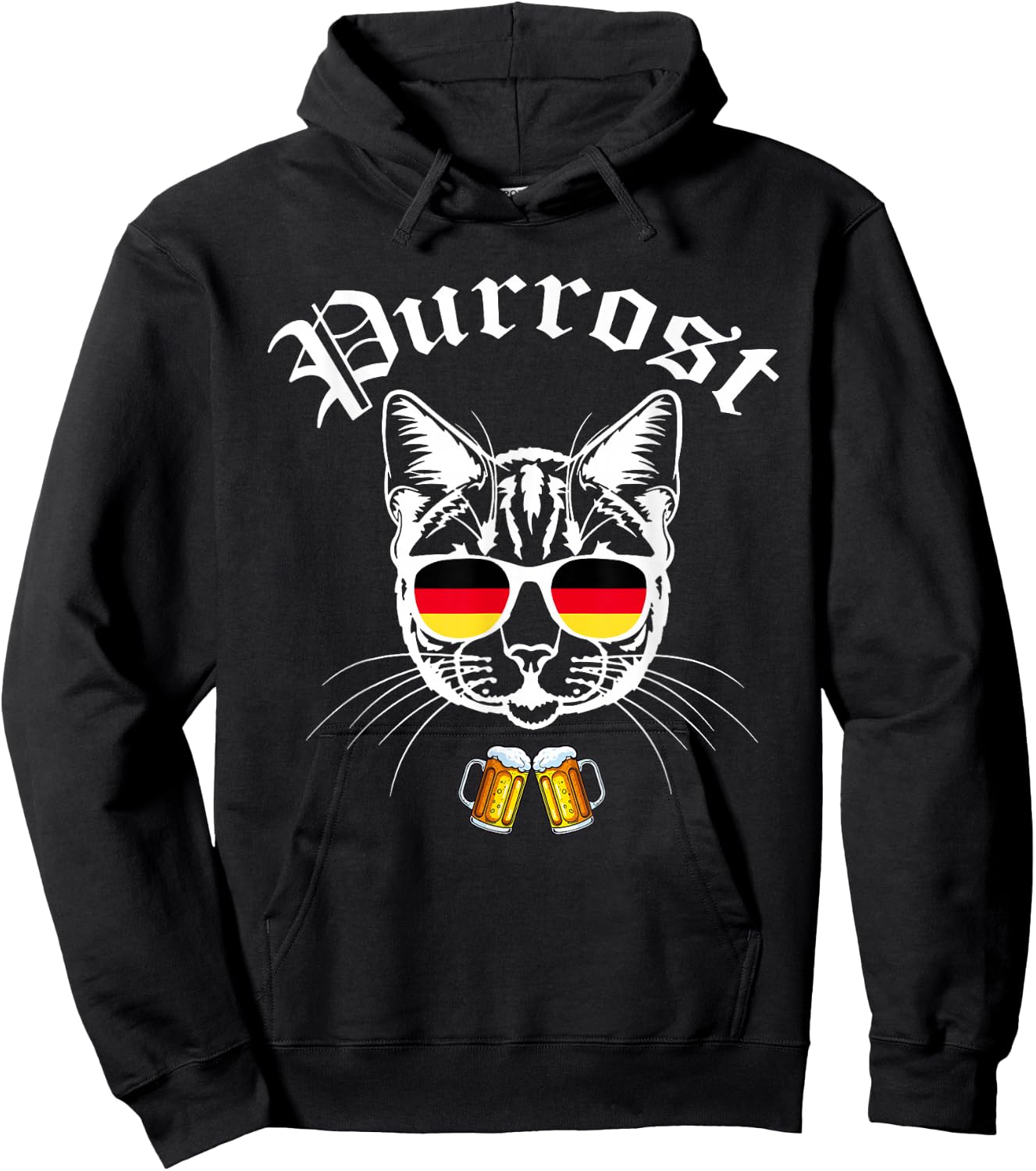 Oktoberfest Prost Funny German Flag Pun Purrost Cat Festival Hoodie - Hoodie | Black