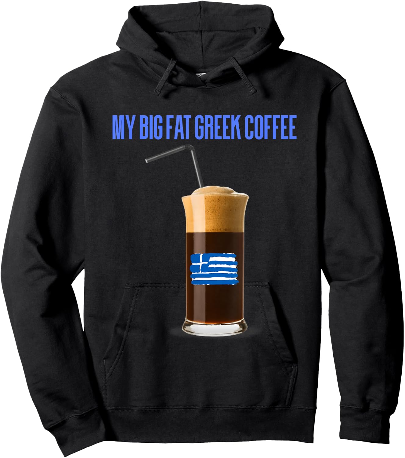 Funny Frappe Fanatic Greek Flag Coffee,Greek Flag,Frappe Hoodie - Hoodie | Black