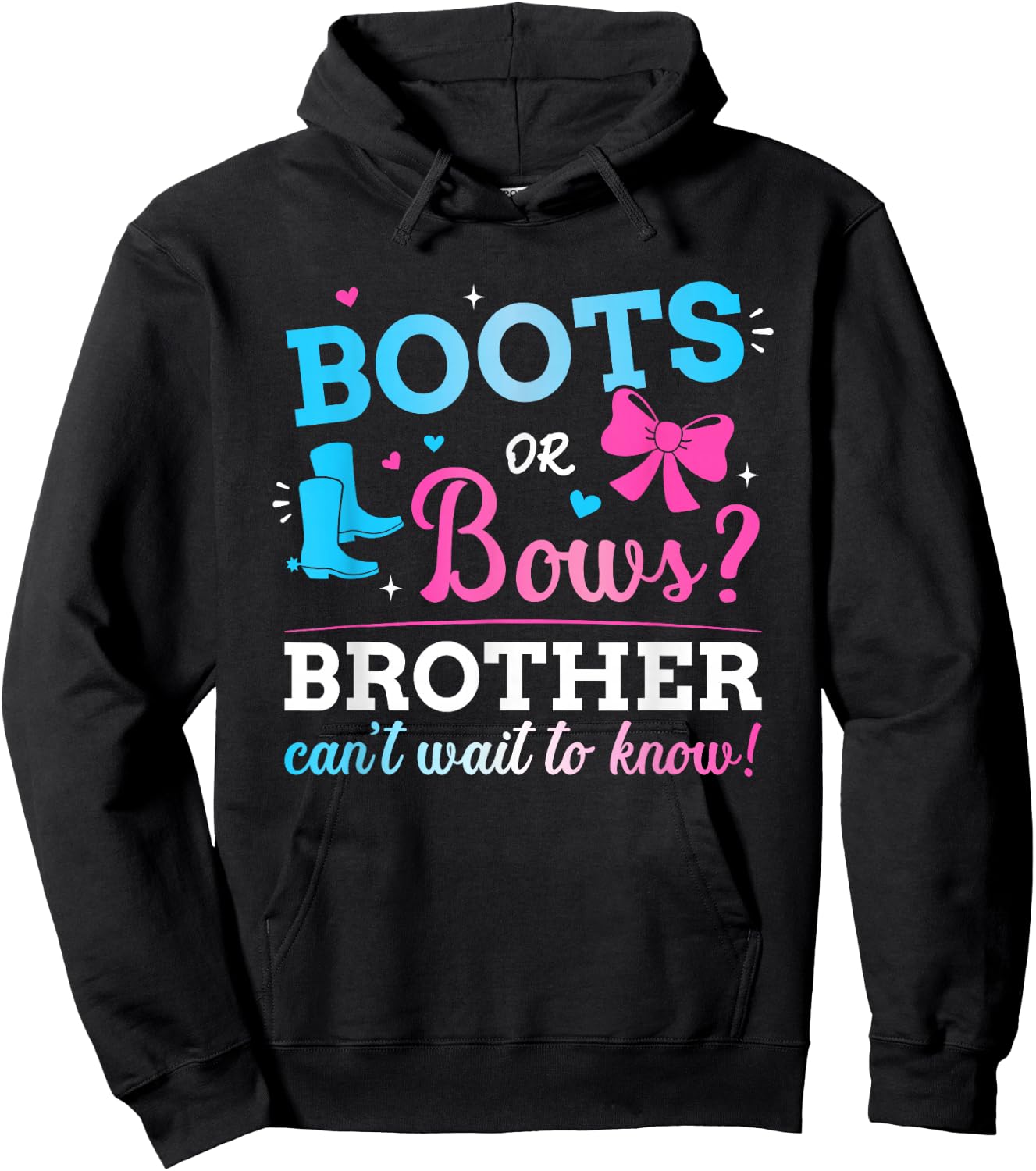 Gender reveal boots or bows brother matching baby party Hoodie - Hoodie | Black
