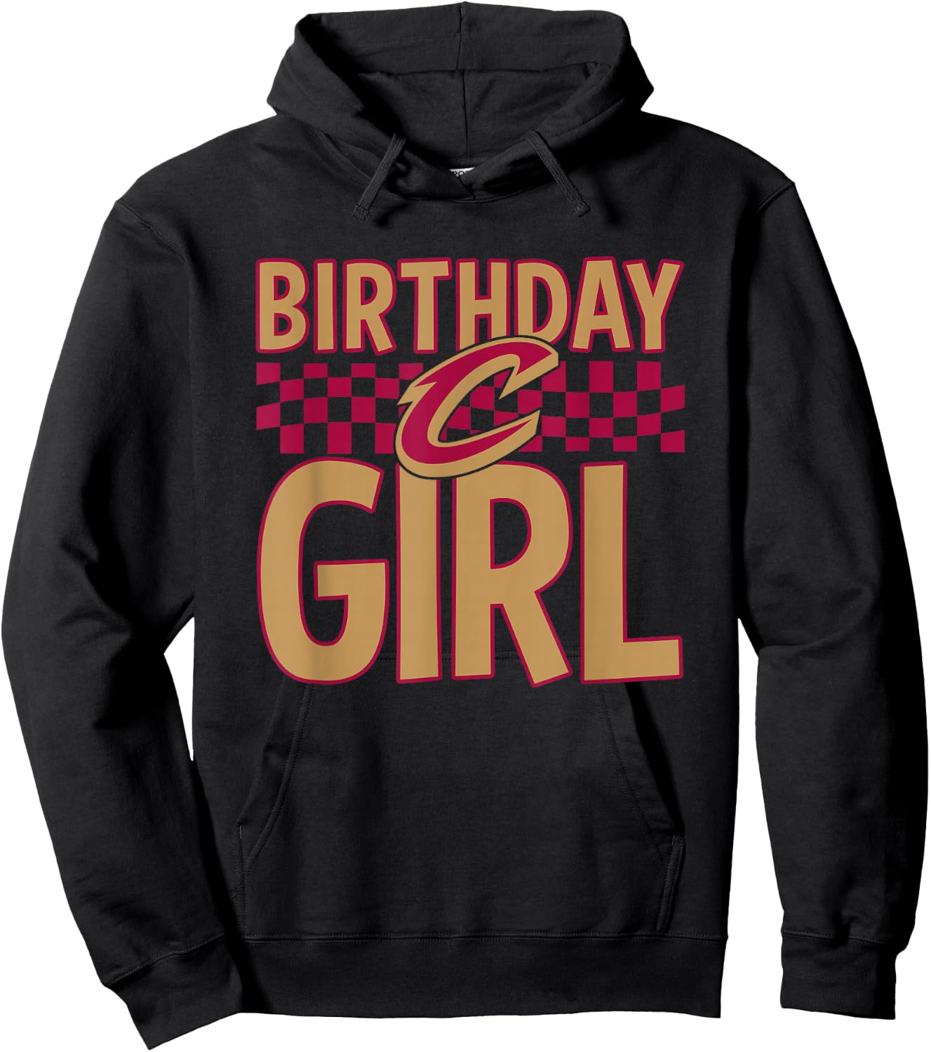 NBA Cleveland Cavaliers Birthday Girl Checkered Logo Hoodie - Hoodie | Black