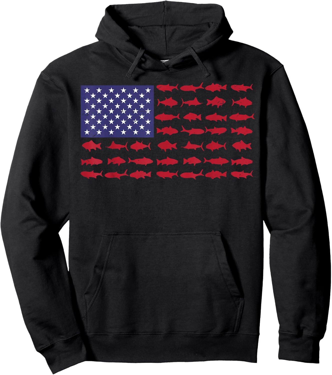 American Flag Fishing-Shirt Men Kids Bass Fish Dad Patriotic Hoodie - Hoodie | Black