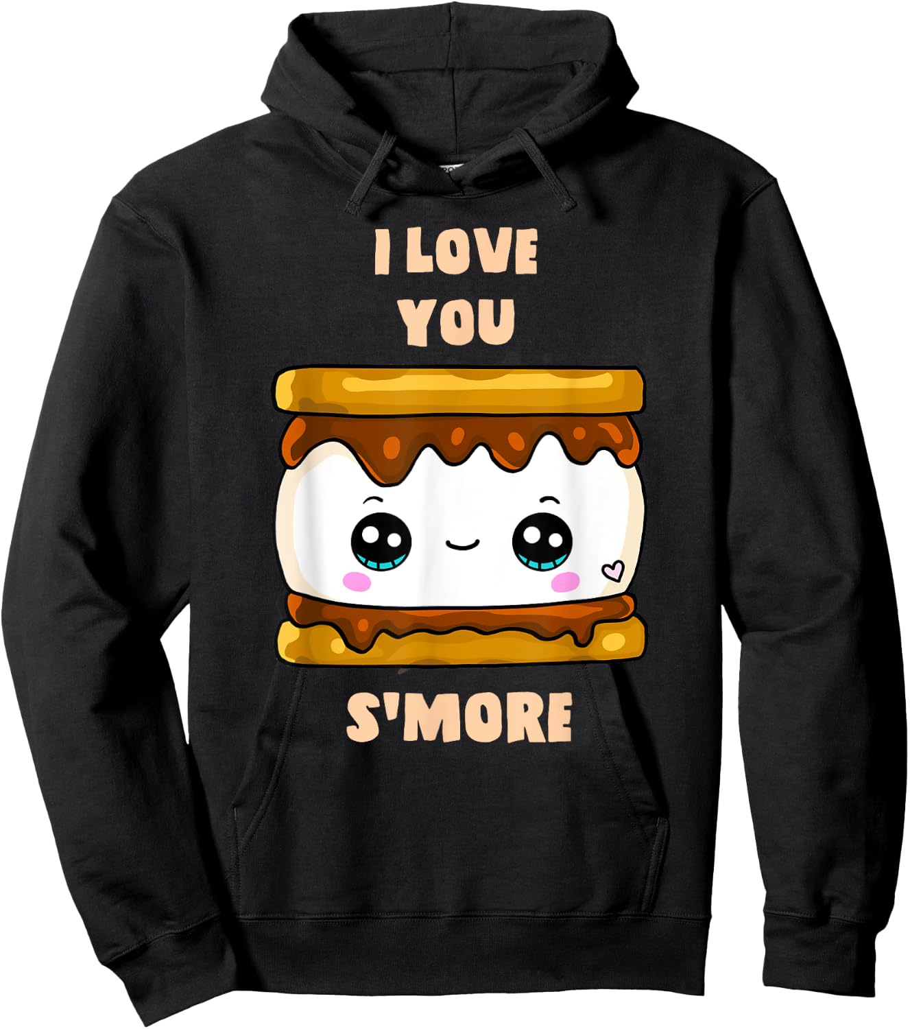 I Love You S'more Happy Funny Cute Kawai Pun Food Hoodie - Hoodie | Black
