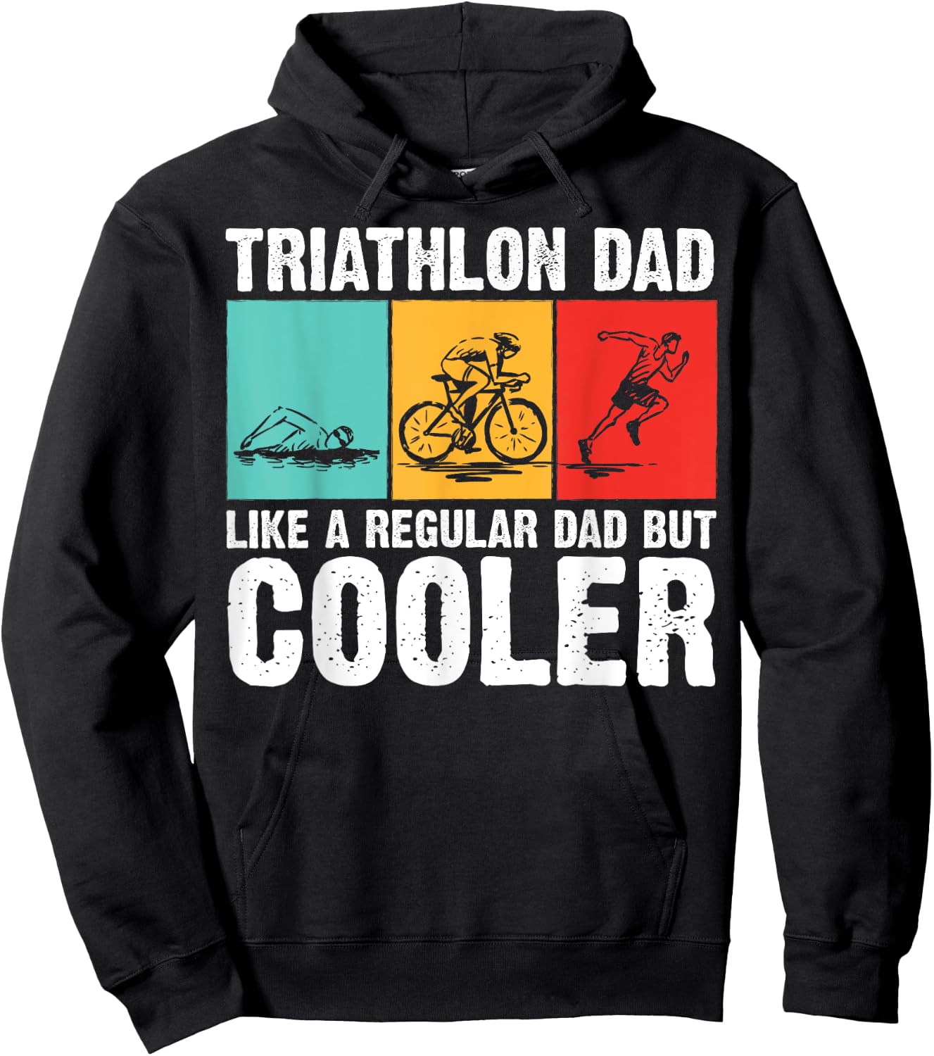 Cool Triathlon For Dad Father Swimming Running Swim Bike Run Hoodie - Hoodie | Black