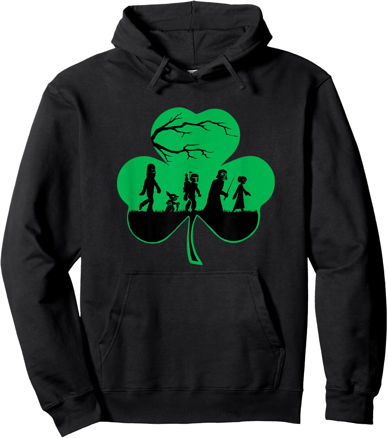 Star Wars Characters Silhouettes Shamrock St. Patrick's Day Hoodie - Hoodie | Black
