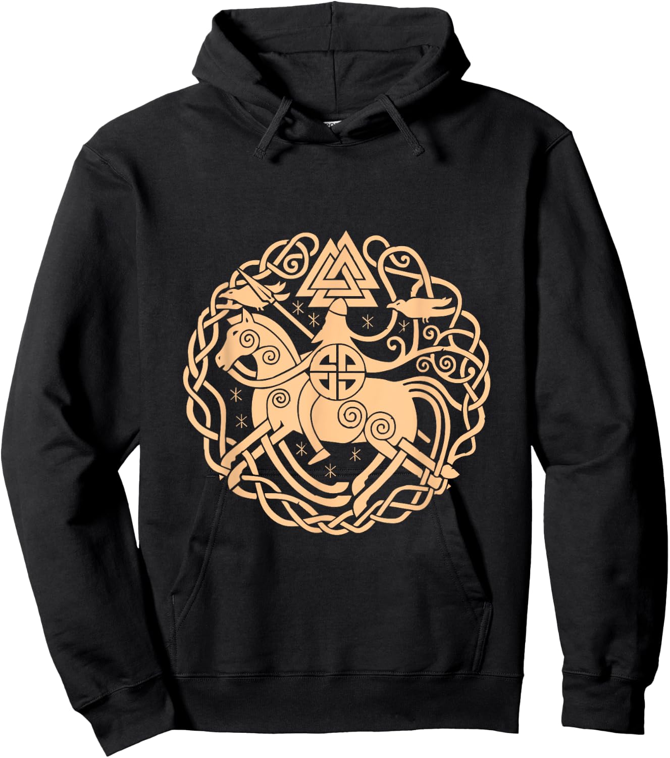 Viking Symbols Horse Valhalla Scandinavia Raven Gift Hoodie - Hoodie | Black
