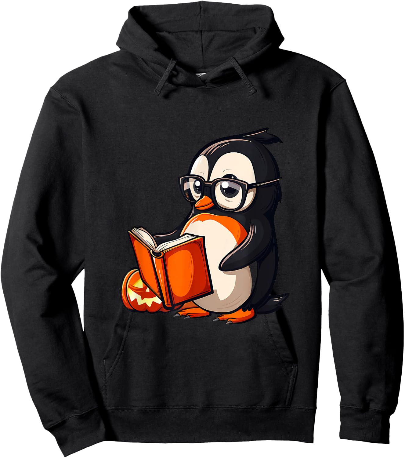 Penguin Halloween Costume Reading Pumpkin Witchcraft Hoodie - Hoodie | Black