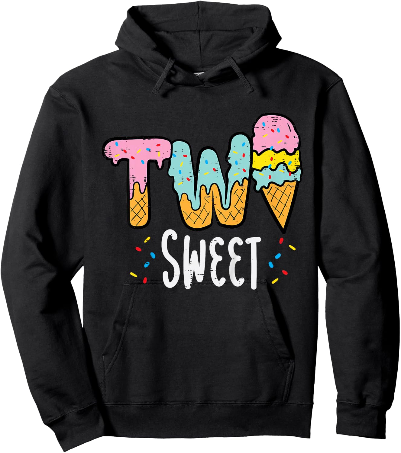 2nd Birthday Ice Cream Two Sweet Girls Boys Kids Toddler Hoodie - Hoodie | Black