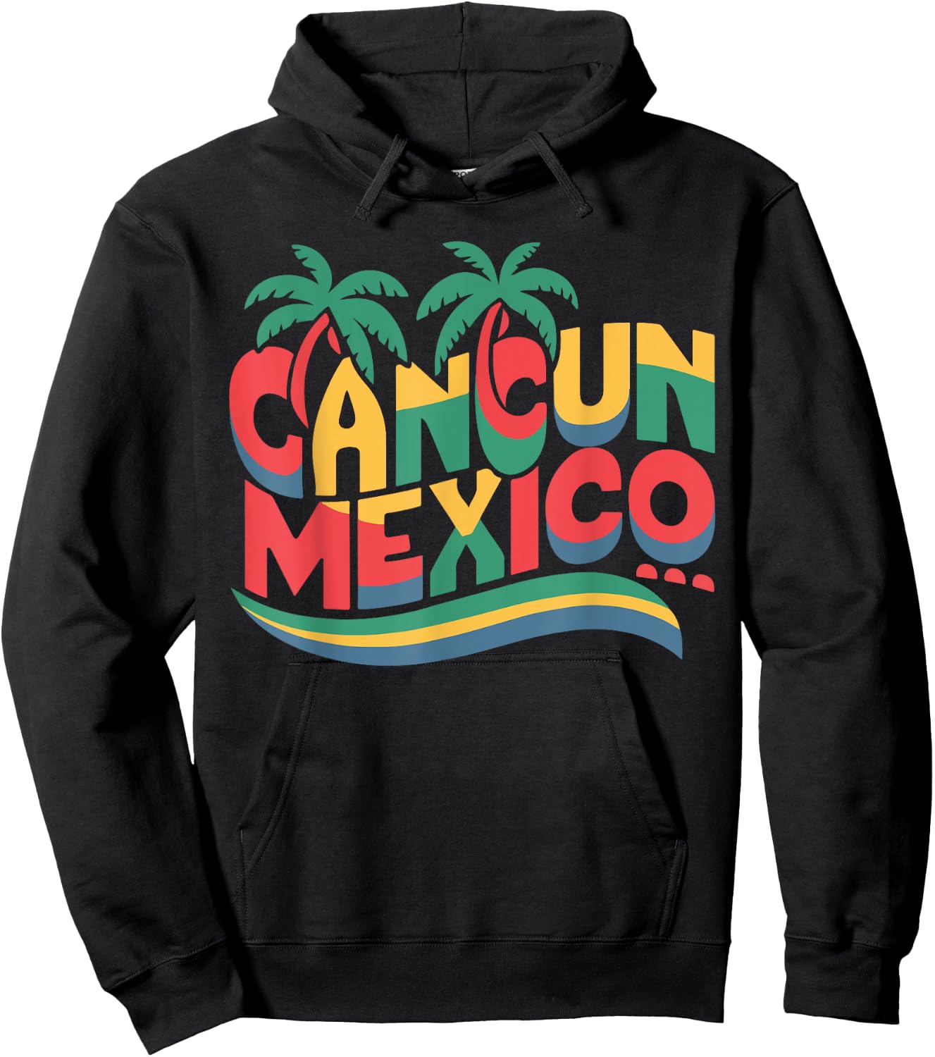 Funny Cancun Mexico Colorful Typography Hoodie - Hoodie | Black