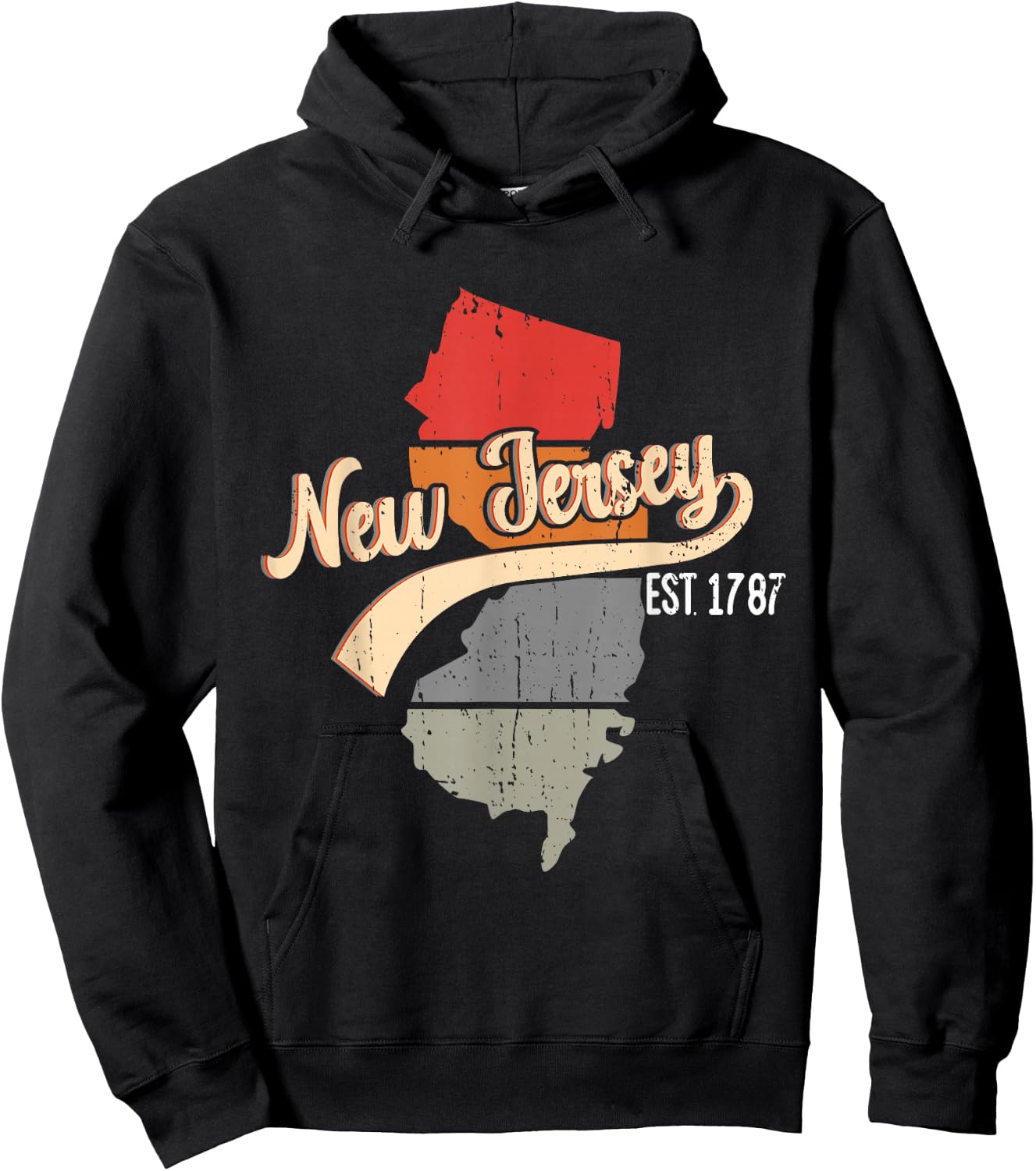 New Jersey Home State NJ Sunburst Vintage Retro Design Hoodie - Hoodie | Black