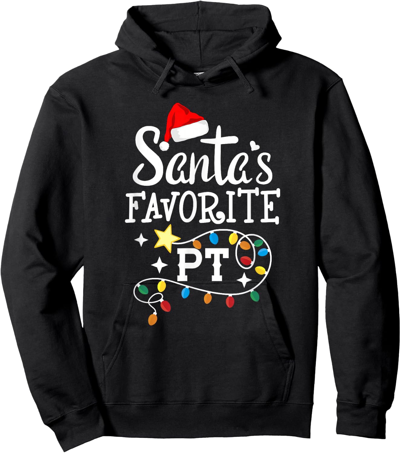 Christmas Physical Therapist Therapy Santa's Favorite PT Hoodie - Hoodie | Black