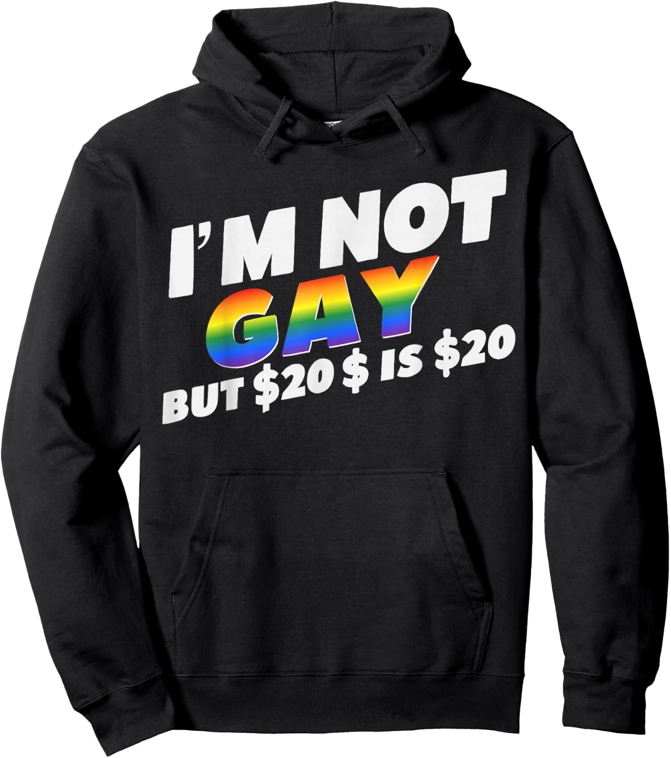 I’m Not Gay But $20 is $20 Bucks Humorous Bargain Funny LGBT Hoodie - Hoodie | Black