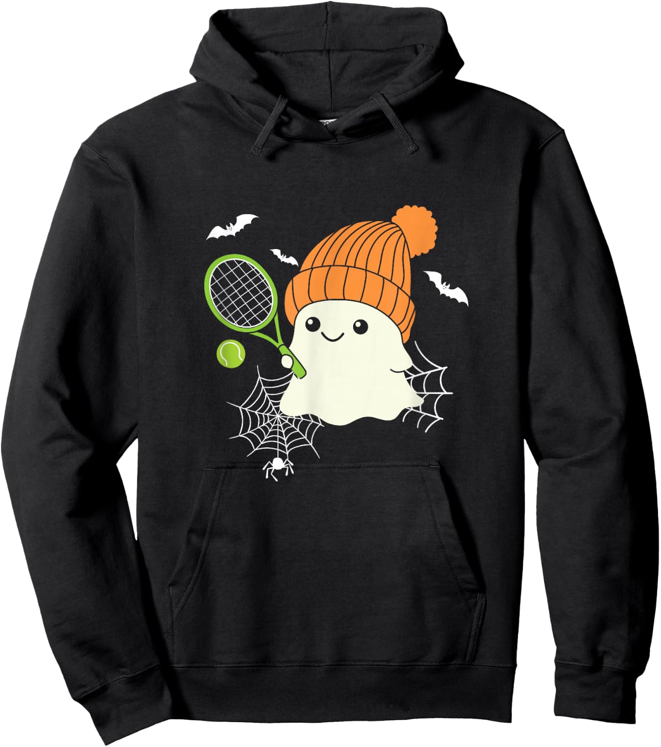 Boo Ghost Playing Tennis Funny Halloween Tennis Costume Hoodie - Hoodie | Black