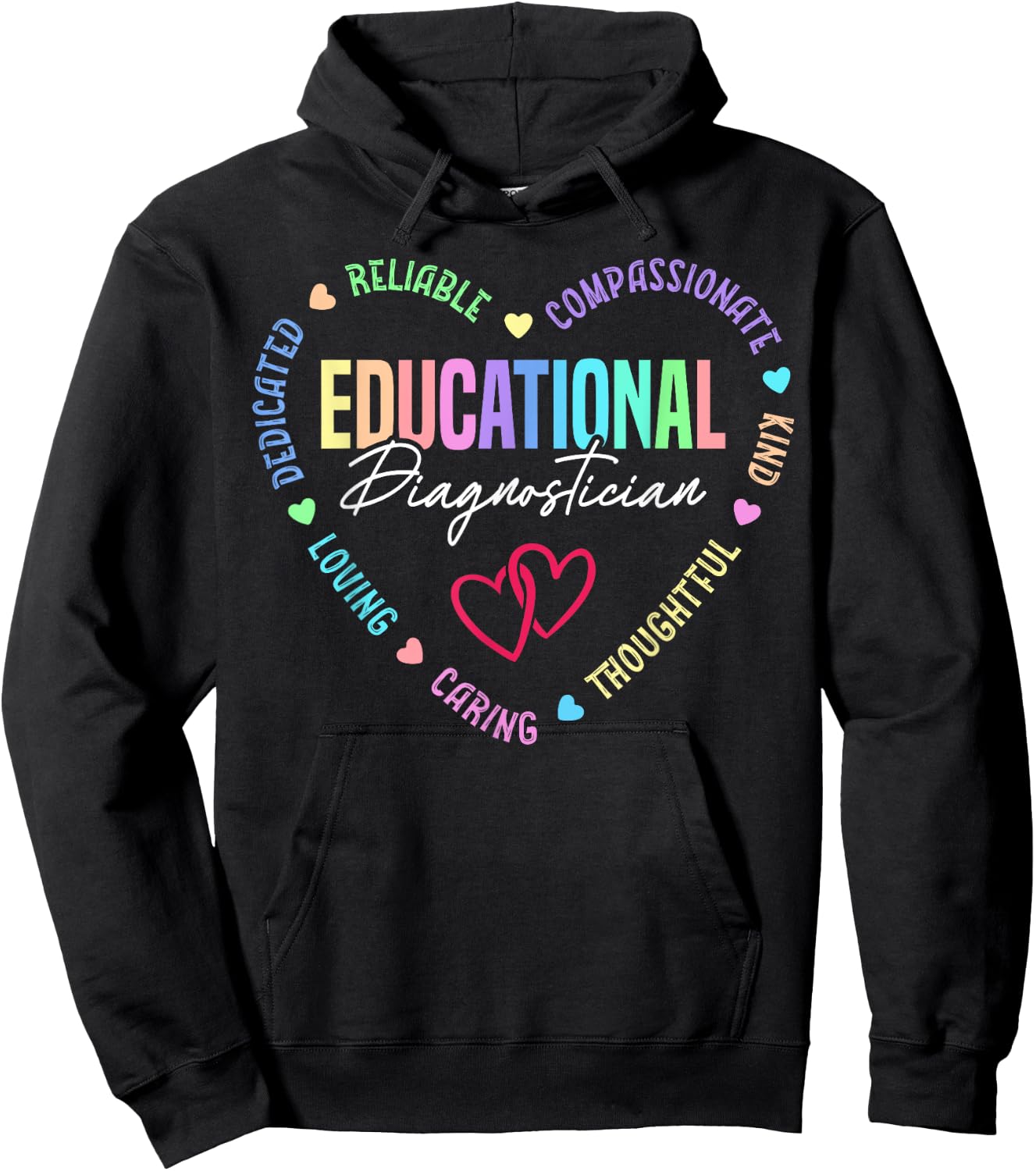 Educational Diagnostician Appreciation Heart Hoodie - Hoodie | Black