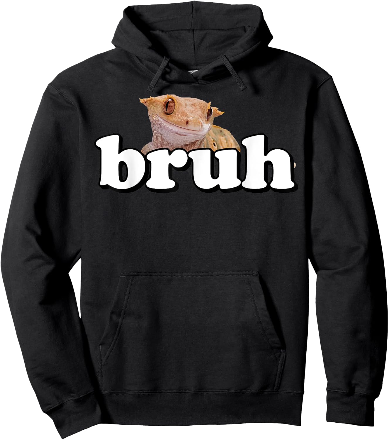 Funny Meme Saying Bruh With Crested Gecko Teens Boys Men Hoodie - Hoodie | Black