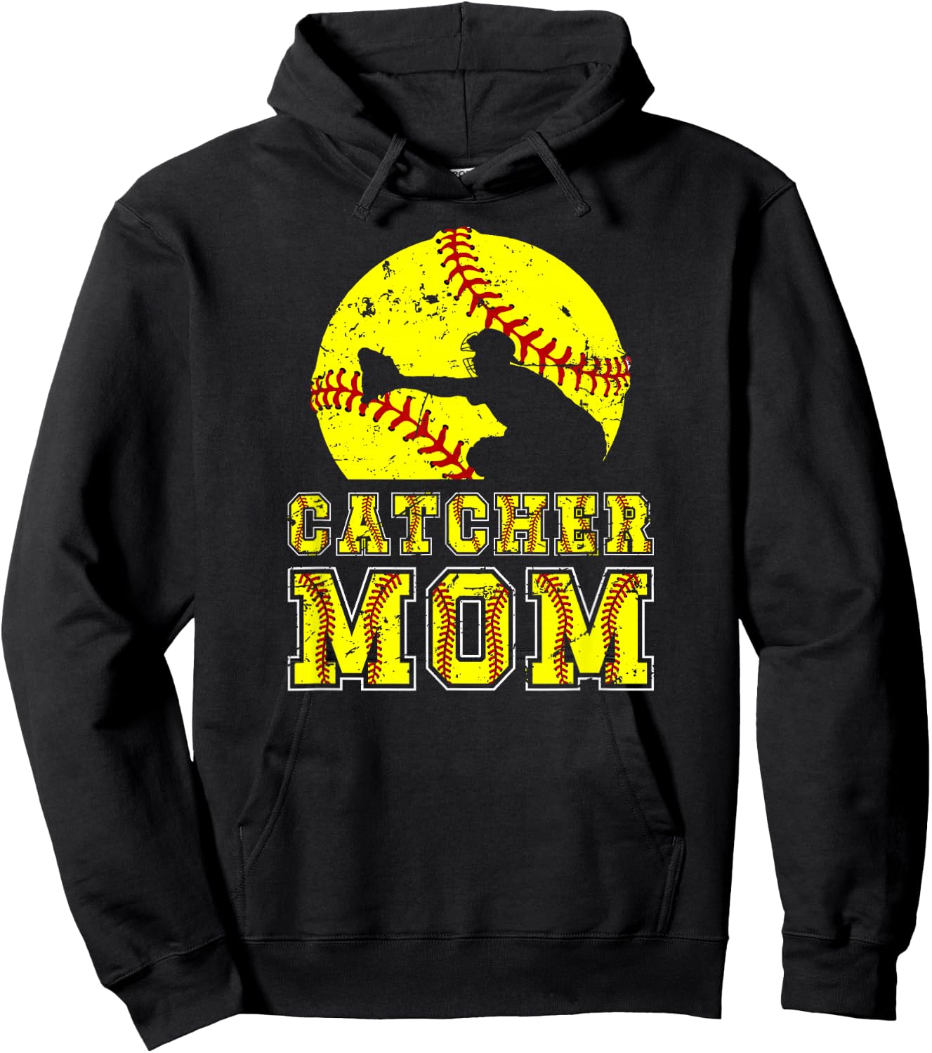 Softball Catcher Mom Of A Softball Catcher Mama Hoodie - Hoodie | Black