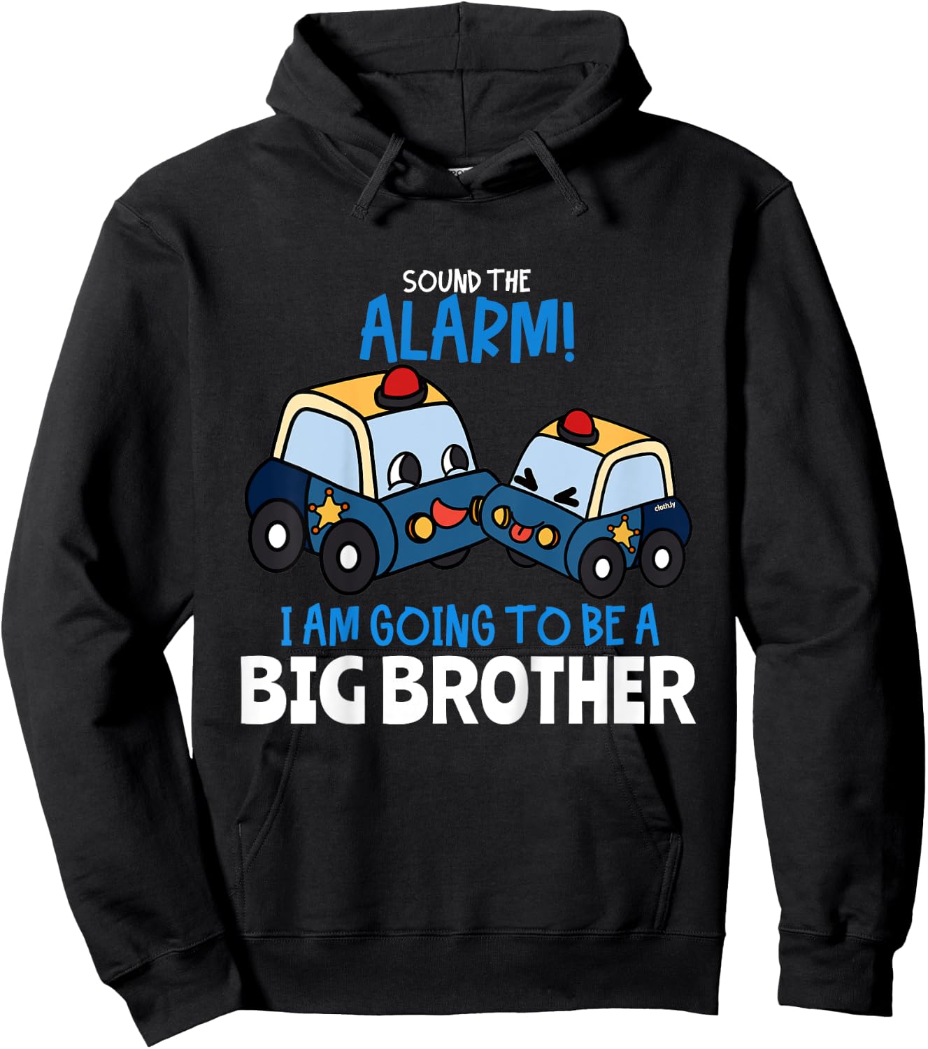Kids Big Brother Police Car Gift Sound the Alarm Toddler Hoodie - Hoodie | Black