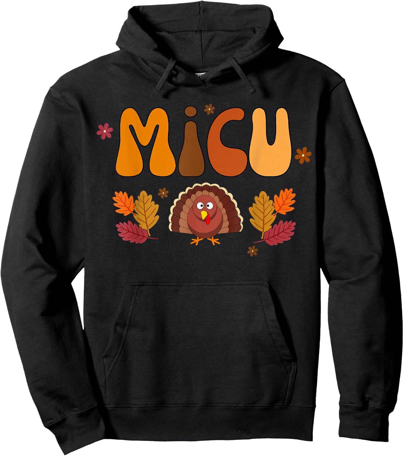 Vintage MICU Nurse Turkey Fall Thanksgiving Day Hoodie - Hoodie | Black