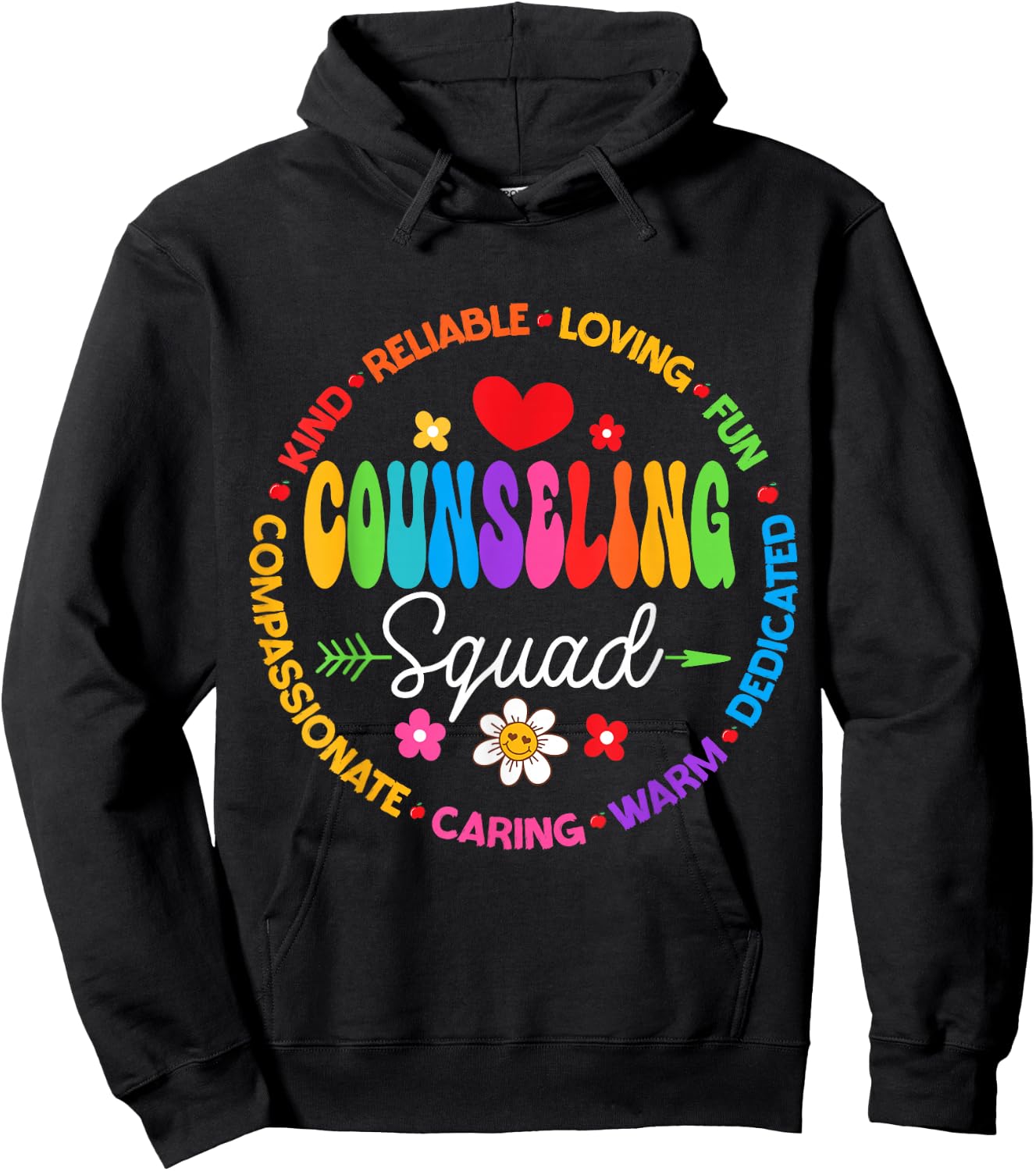 Groovy Counseling Squad Office Appreciation Back to School Hoodie - Hoodie | Black