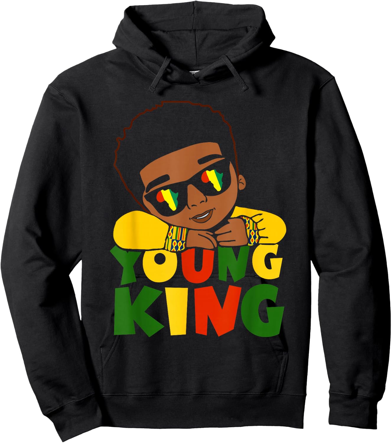 Black Young King Black History Month Kids Afro Boys Men Hoodie - Hoodie | Black