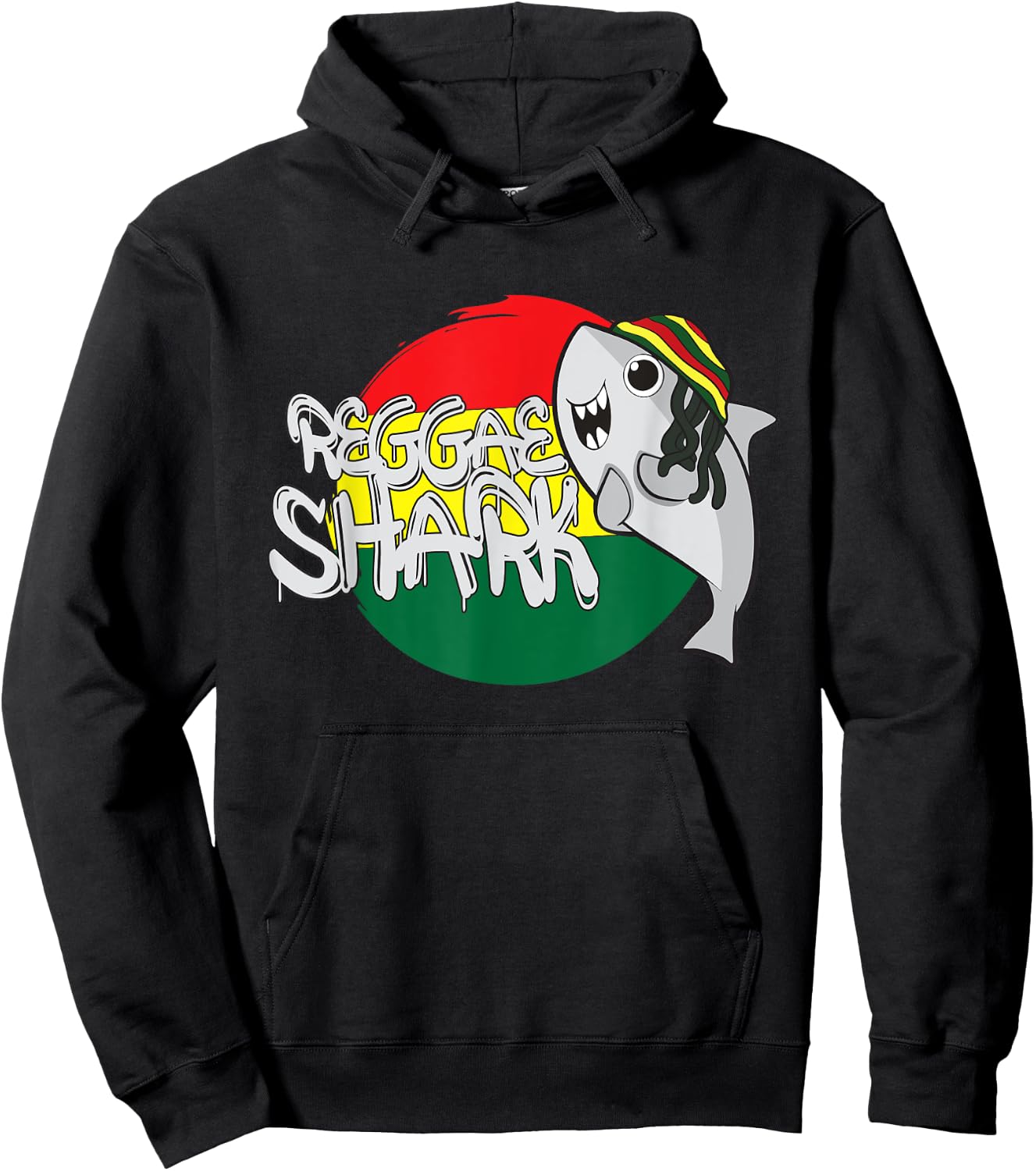 Reggae Shark Funny Rasta Shark Hoodie - Hoodie | Black