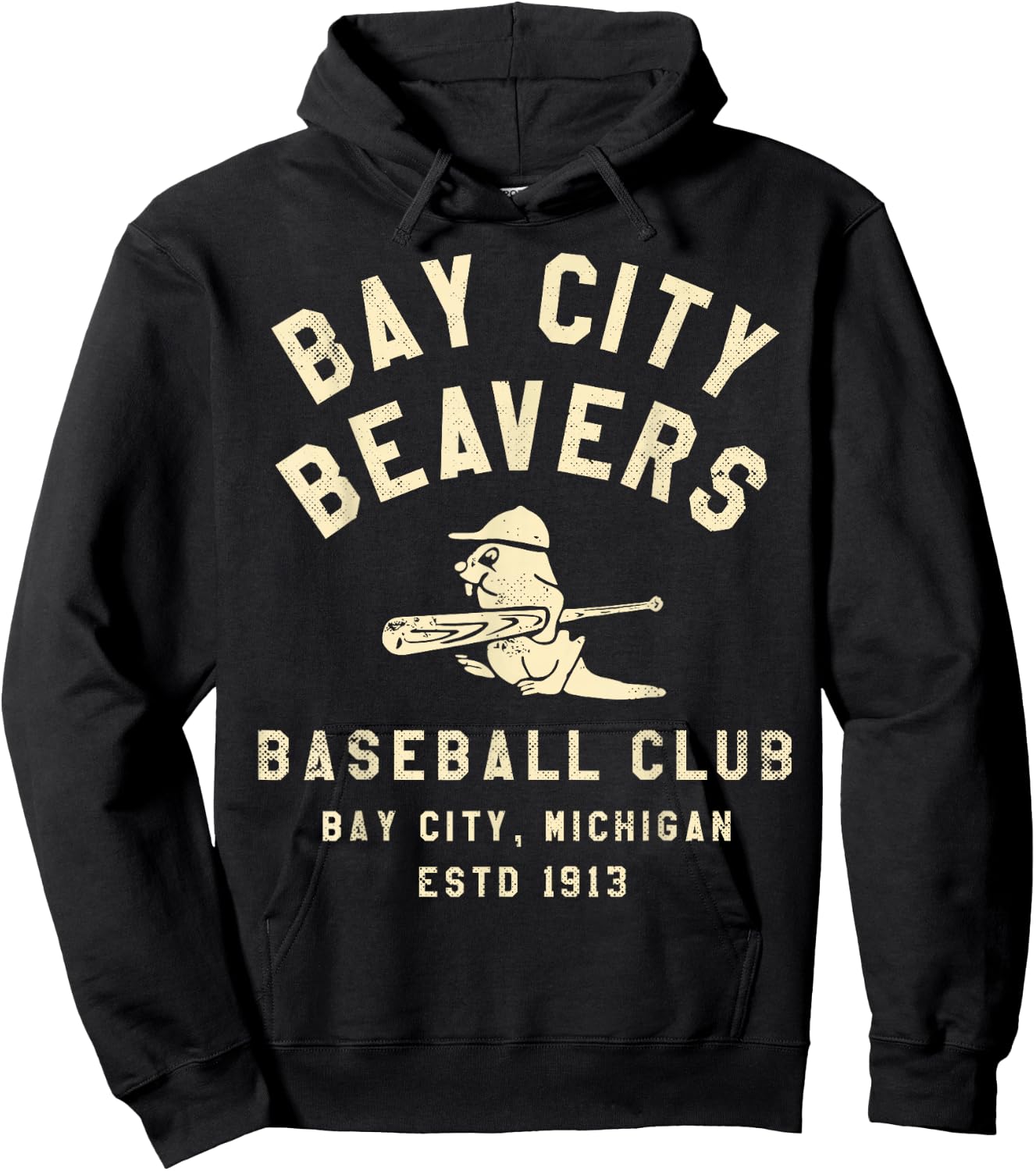 Bay City Beavers Michigan Vintage Defunct Baseball Hoodie - Hoodie | Black