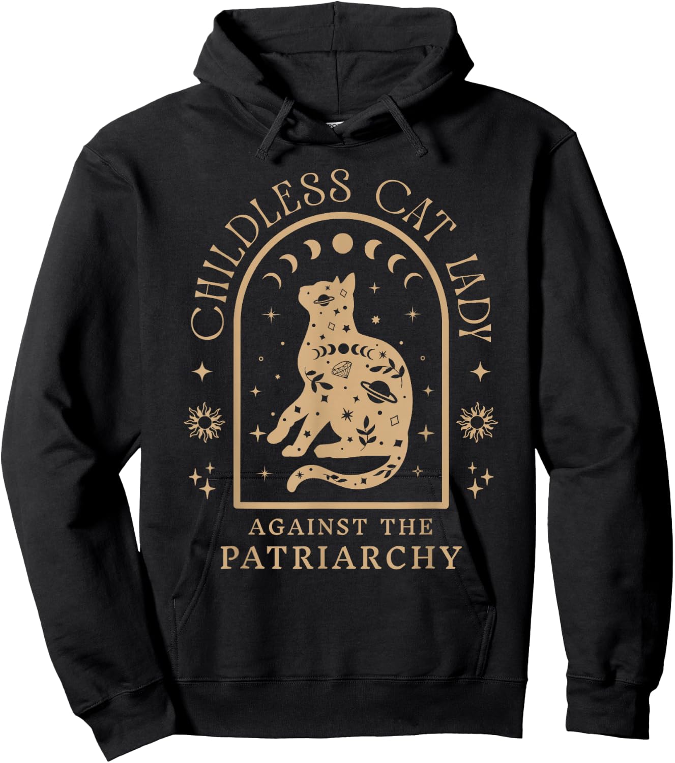 Childless Cat Lady Against Patriarchy Feminist Cat Owner Hoodie - Hoodie | Black