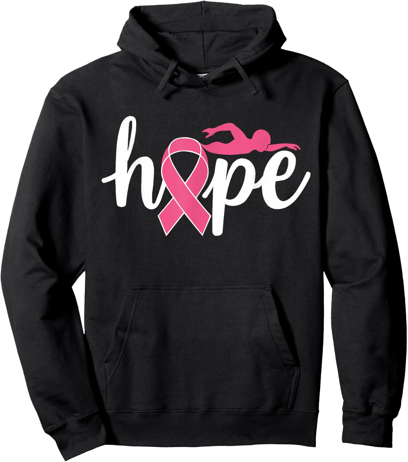 Swimming Breast Cancer Awareness Month Pink Ribbon Hoodie - Hoodie | Black