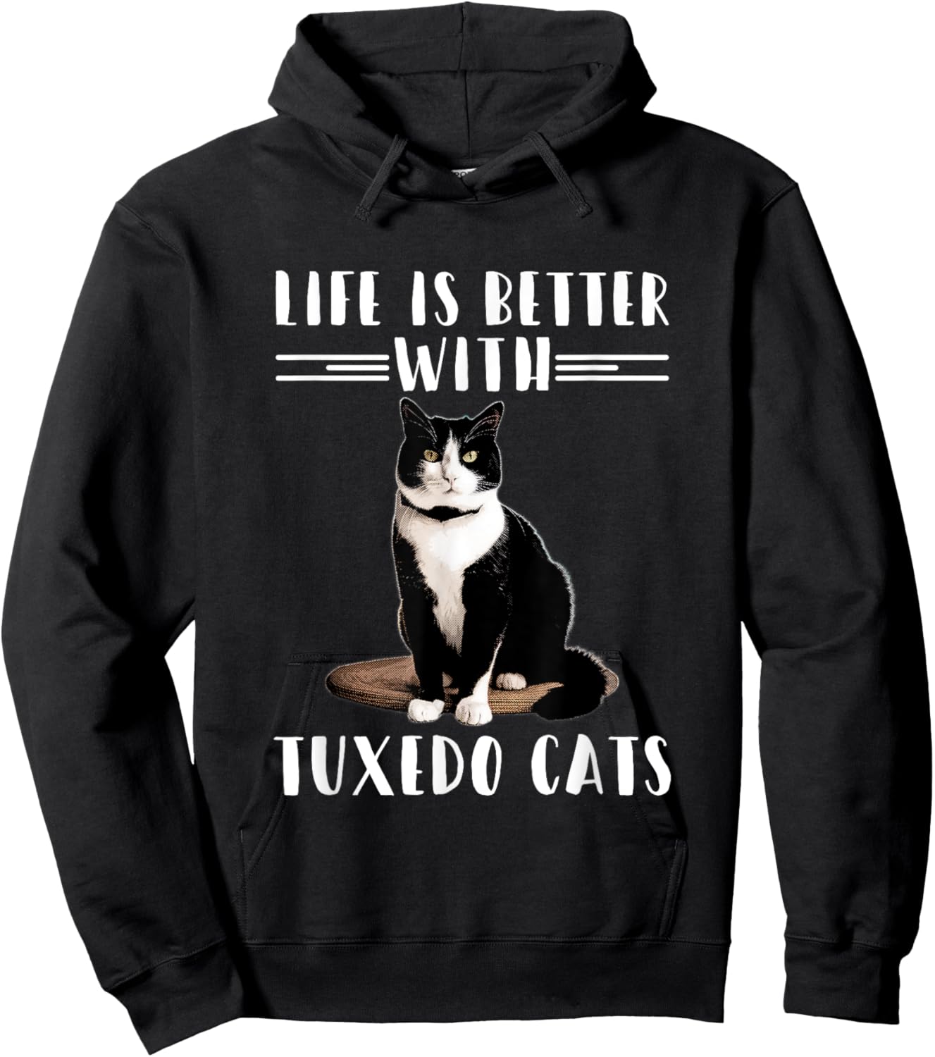 Funny Cat Lover Shirt Life Is Better With Tuxedo Cats Owner Hoodie - Hoodie | Black