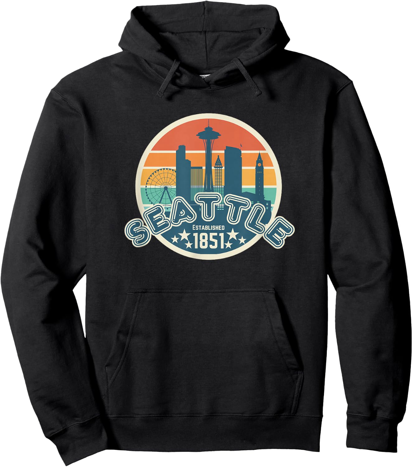 Seattle Space Needle Washington Men Women Kids Seattle Hoodie - Hoodie | Black