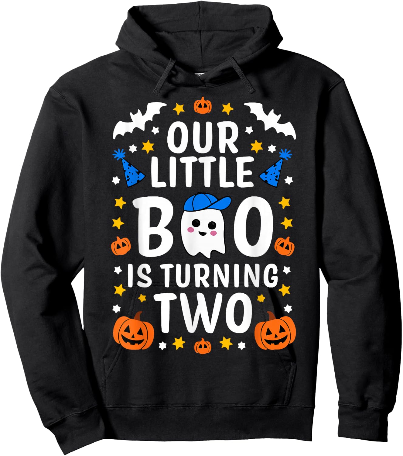 Our Little Boo Is Turning Two Yr 2nd Birthday Boy Halloween Hoodie - Hoodie | Black