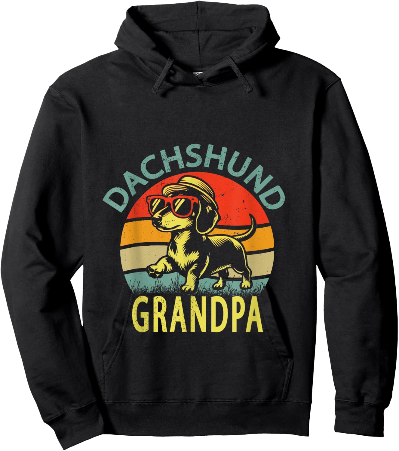 Funny Vintage Dachshund grandpa Father's Day Hoodie - Hoodie | Black