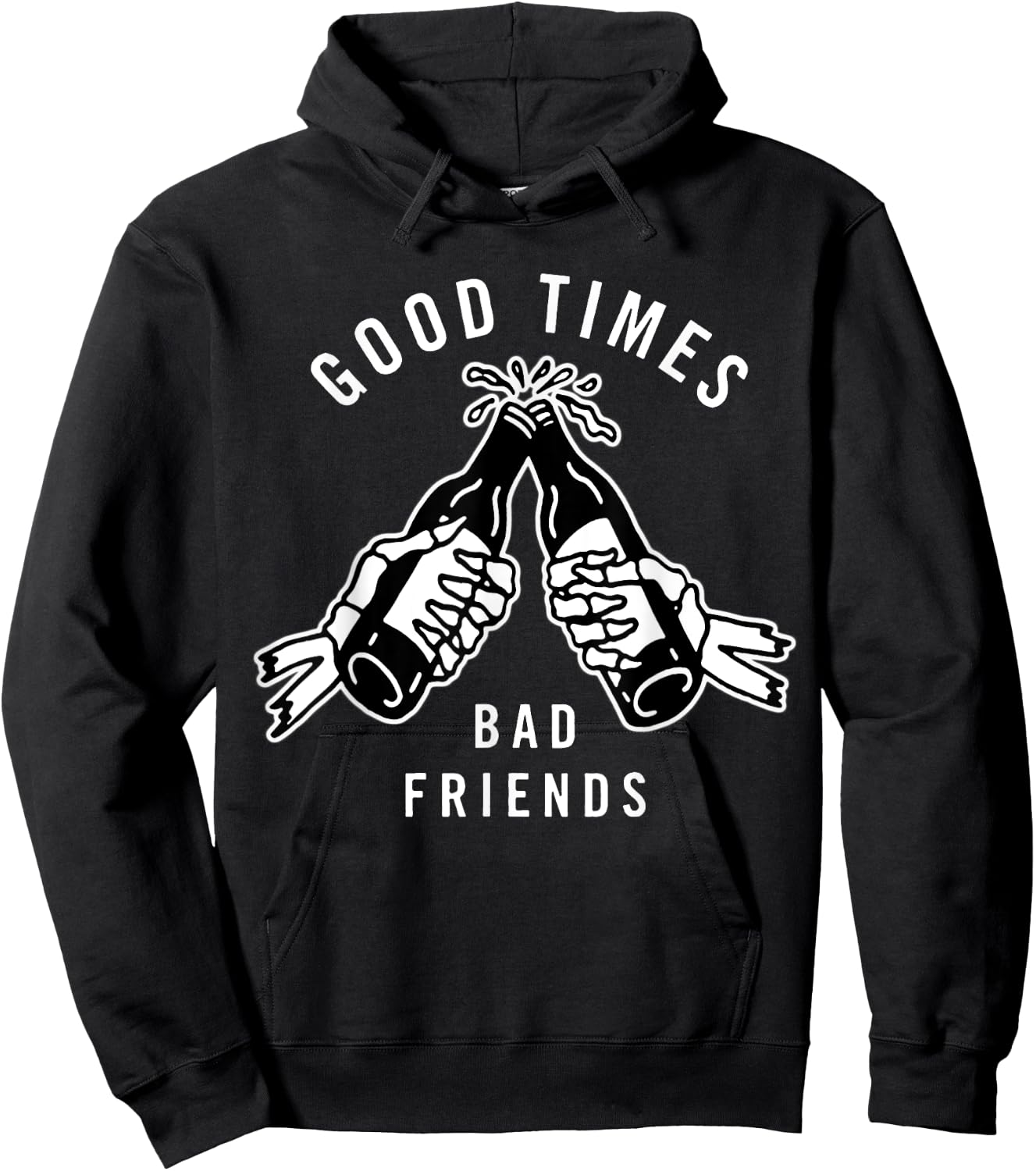 Good Times Bad Friends x Beer Cheers x Skeleton Blackwork Hoodie - Hoodie | Black