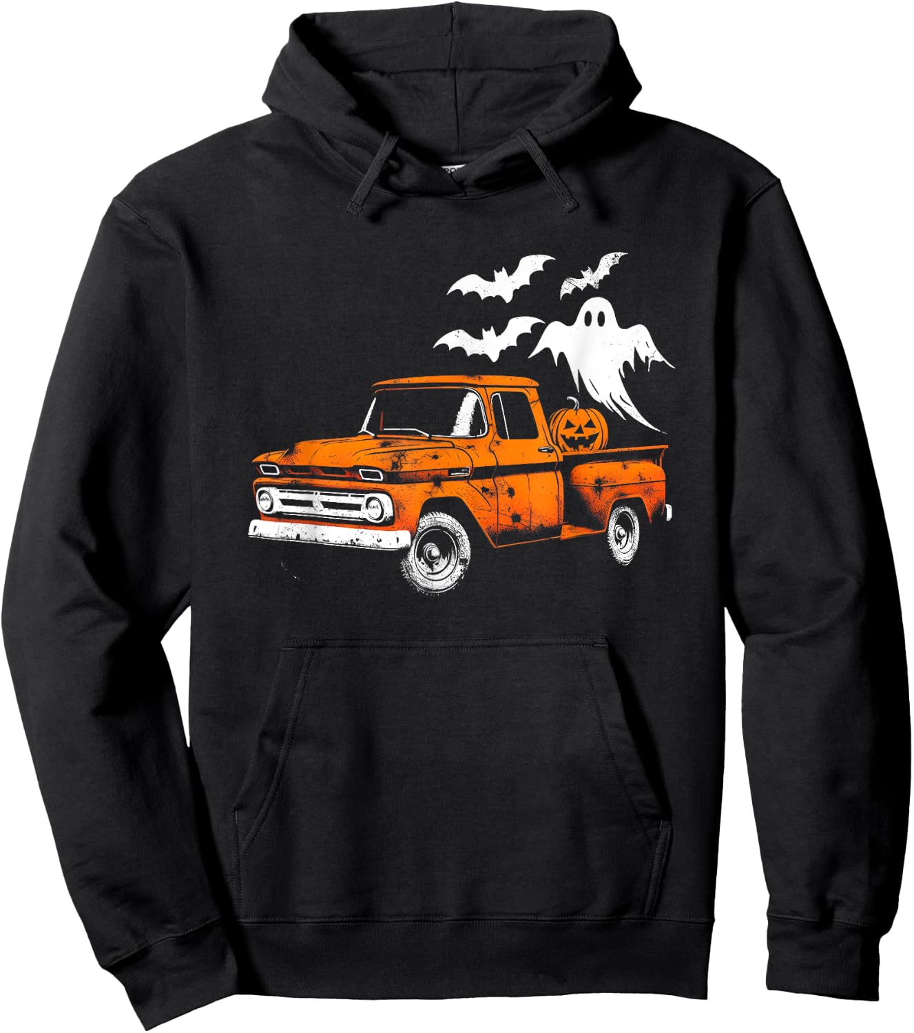 Jack O' Lantern Pickup Truck - Creepy Ghosts Halloween Lover Hoodie - Hoodie | Black