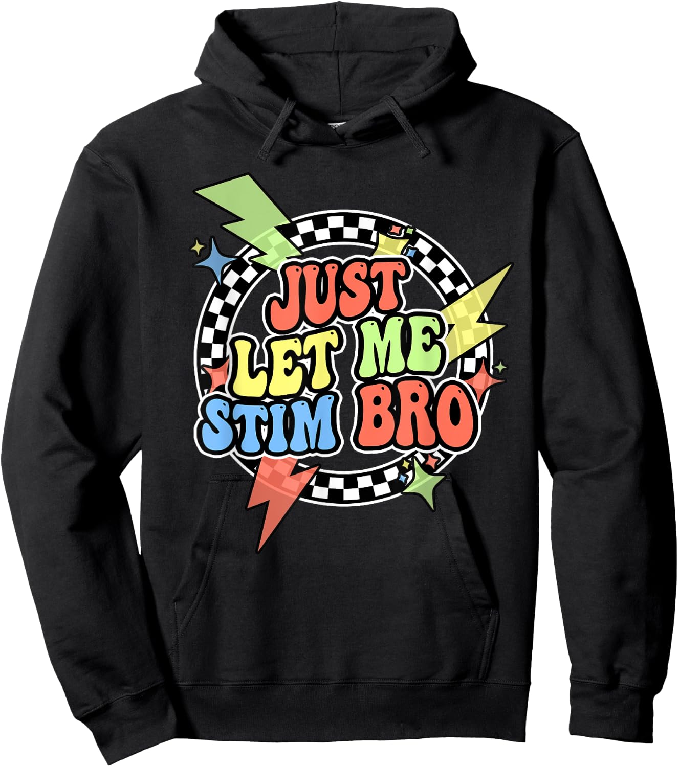 Retro Just Let Me Stim Bro Shirt Kids Toddler Awareness Hoodie - Hoodie | Black
