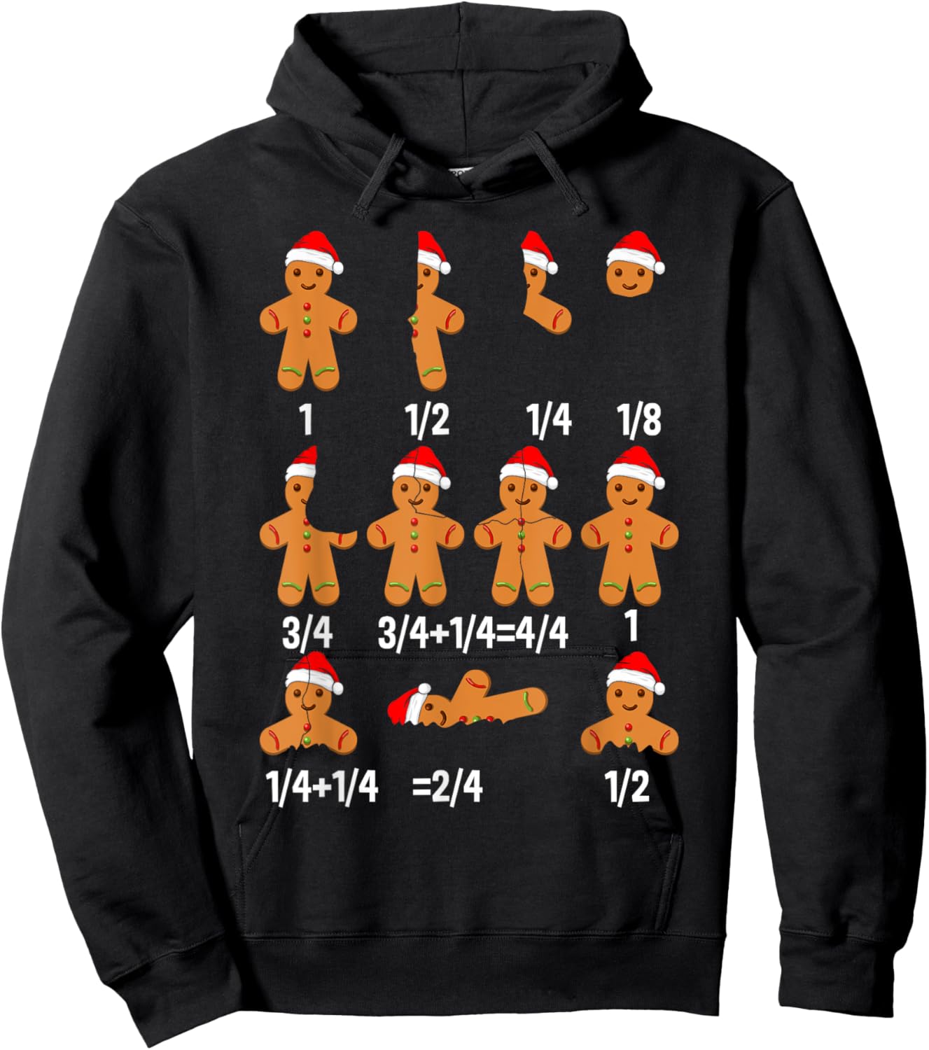 Christmas Math Teacher Equation Gingerbread With Santa Hat Women Girls Kids Hoodie - Hoodie | Black