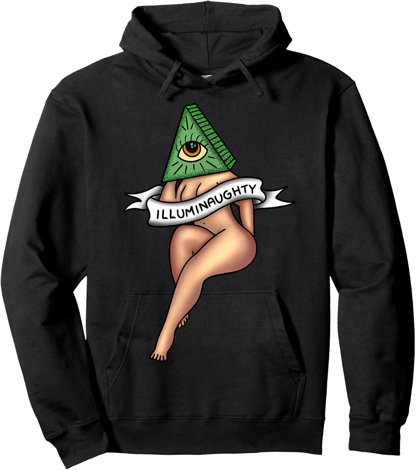 Sexy Girl x Illuminaughty x Illuminati Occult Tattoo Flash Hoodie - Hoodie | Black