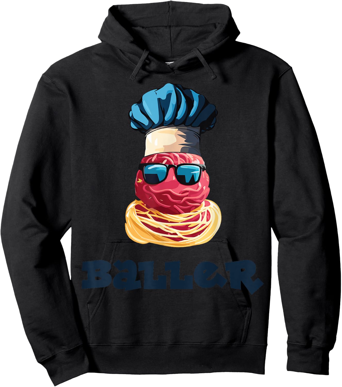 Sporty Chef, Meet Meatballer the Ballin’ Baller Hoodie - Hoodie | Black