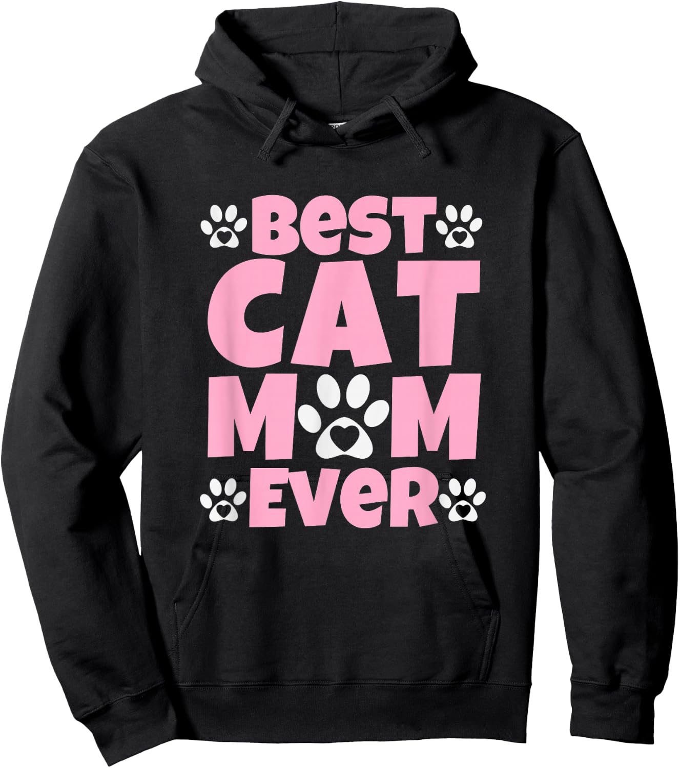 Best Cat Mom Ever Mothers Day Present Cute Cat Paw Prints Hoodie - Hoodie | Black